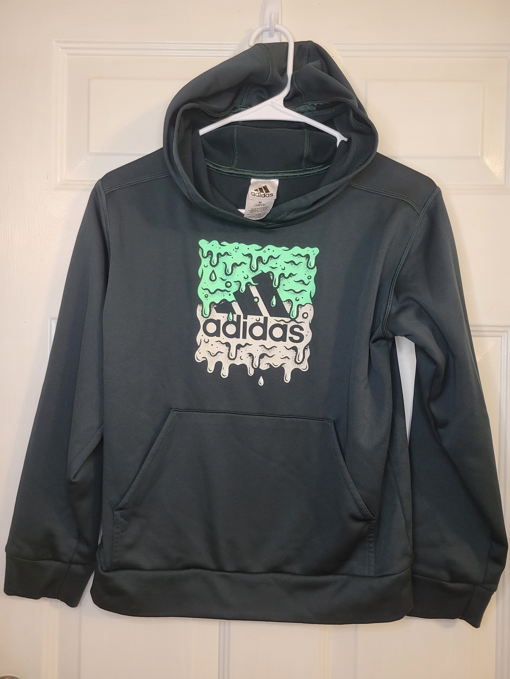 Adidas Hoodie with Drip Logo in Charcoal and Neon Green